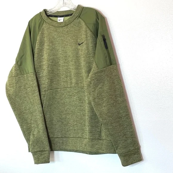 Nike Olive Therma-FIT Men's Fitness Crewneck Pullover Sweatshirt Size Large - Picture 5 of 11